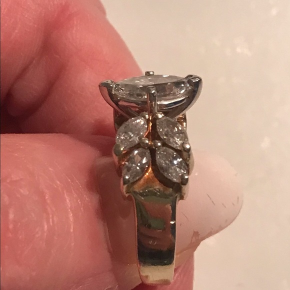 14K 9 Stone Engagement Ring 1.98 CTTW - Picture 4 of 6